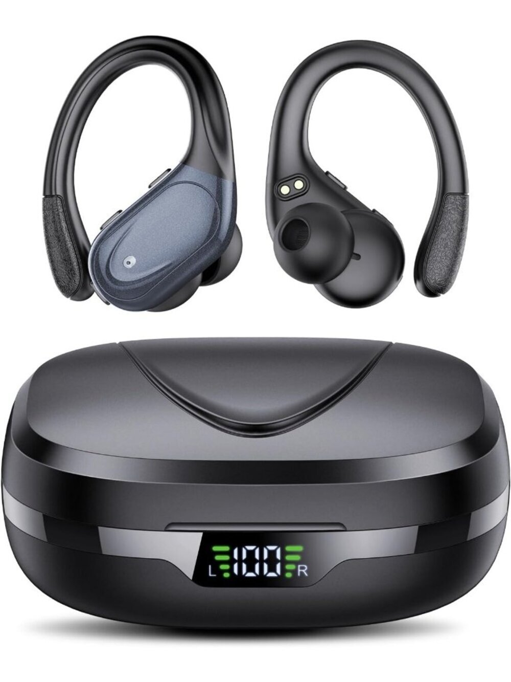 Wireless Black 60hrs Playtime Earhook Deep Bass Waterproof Bluetooth 5.3 Earbud